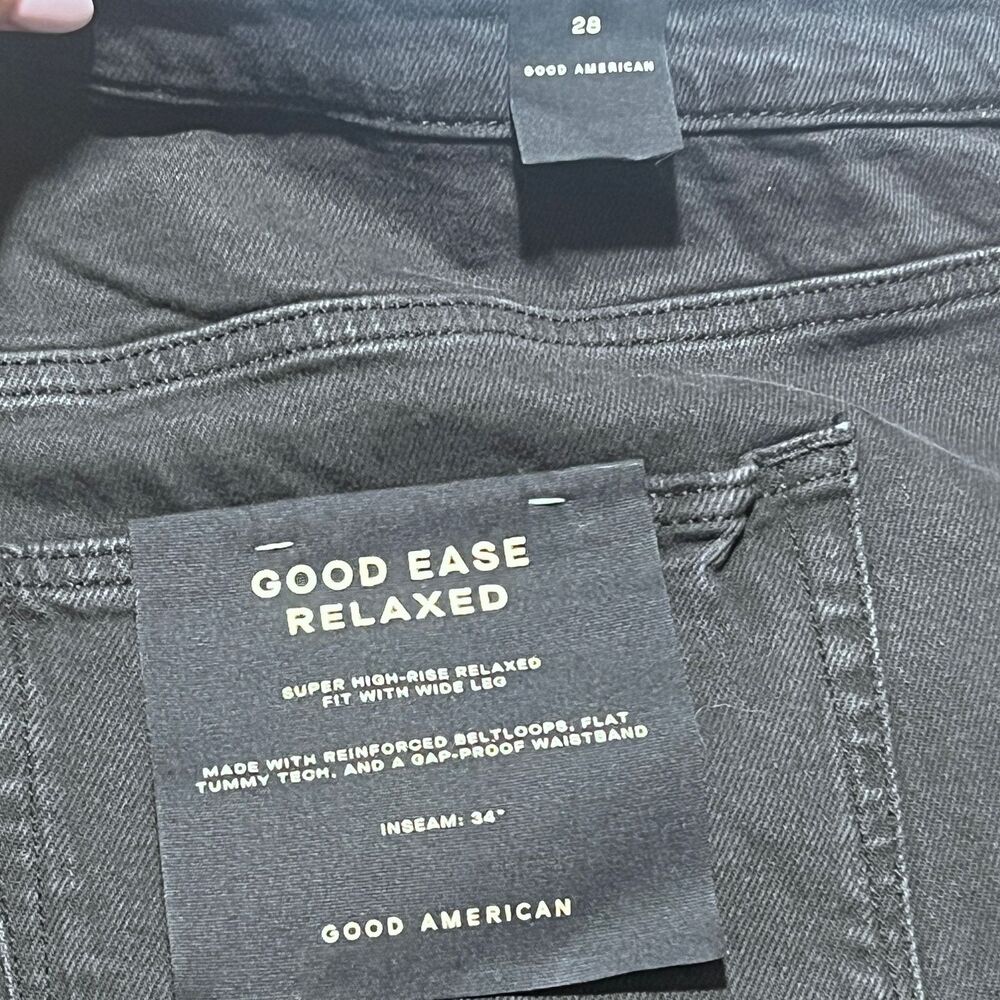 NWT Good American Good Ease Relaxed Jeans Size 28 Plus Black High Rise Wide Leg - Picture 4 of 13